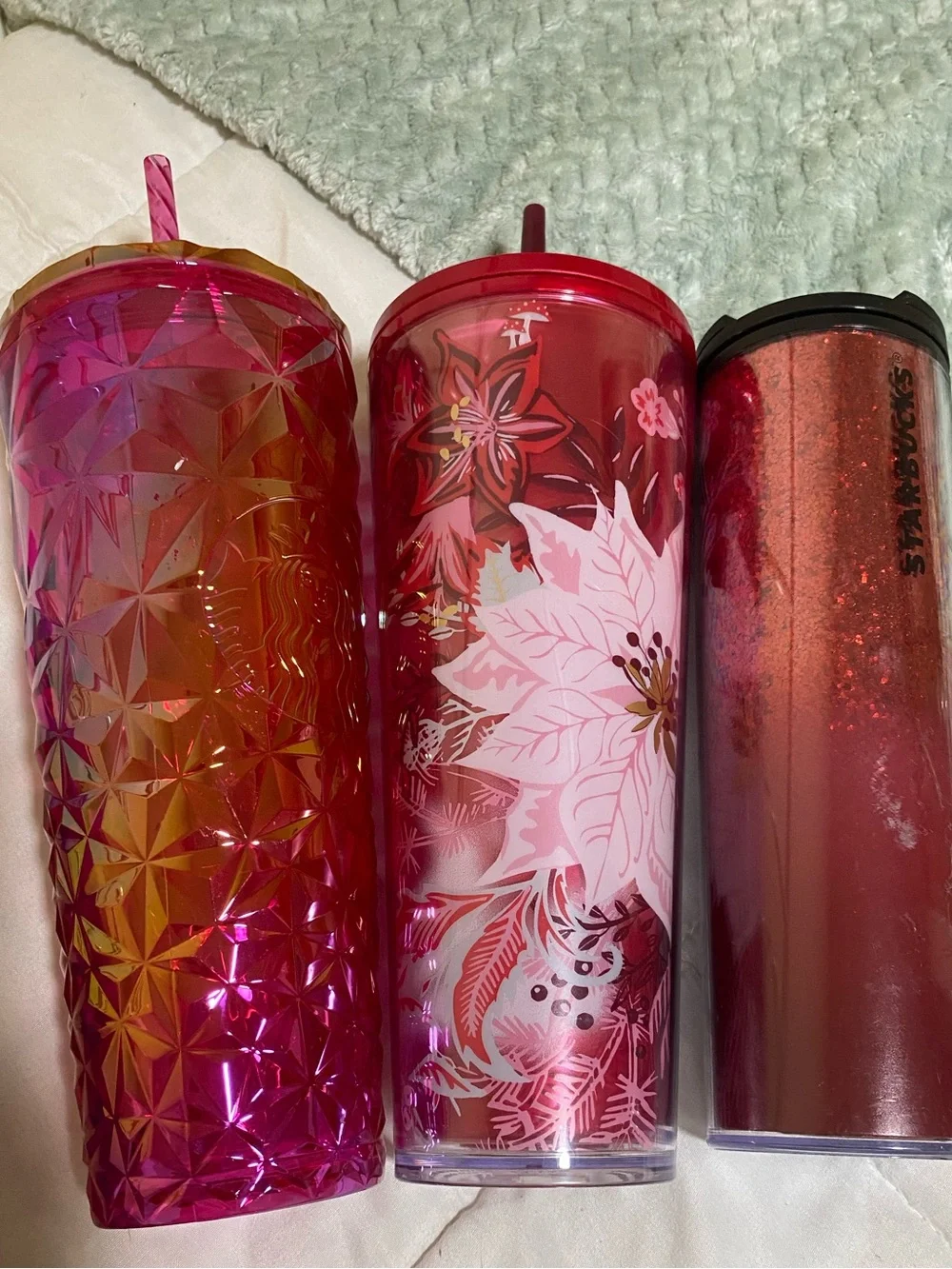 Starbucks tumblers enchanted forest, studded prism and sparkle glitter tumbler
